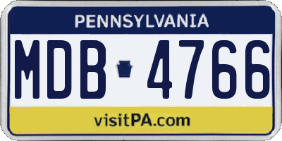 PA license plate MDB4766