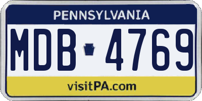 PA license plate MDB4769