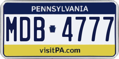 PA license plate MDB4777