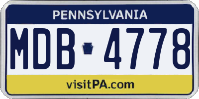 PA license plate MDB4778