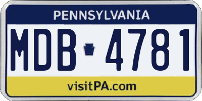 PA license plate MDB4781