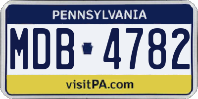 PA license plate MDB4782