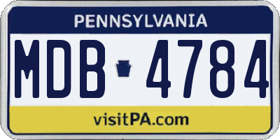 PA license plate MDB4784