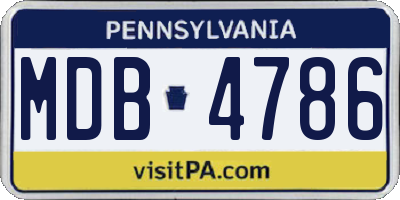 PA license plate MDB4786