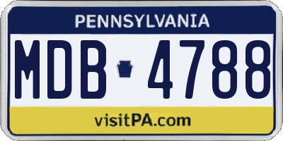 PA license plate MDB4788