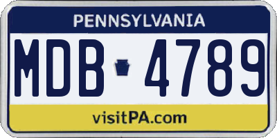 PA license plate MDB4789