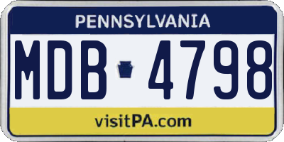 PA license plate MDB4798