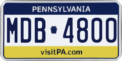 PA license plate MDB4800