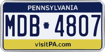 PA license plate MDB4807