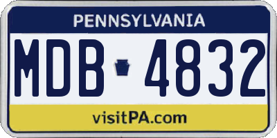 PA license plate MDB4832