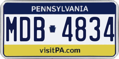 PA license plate MDB4834