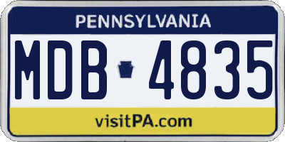 PA license plate MDB4835
