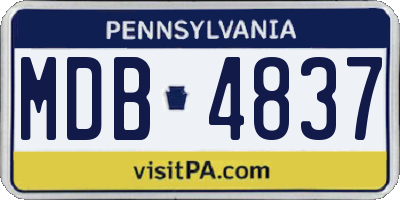 PA license plate MDB4837