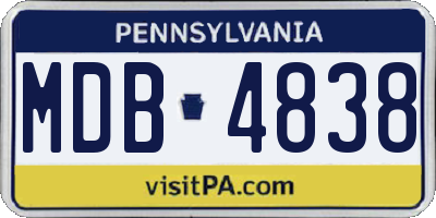 PA license plate MDB4838