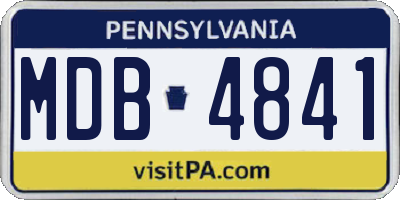 PA license plate MDB4841