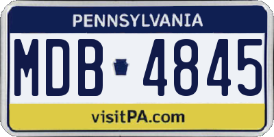 PA license plate MDB4845