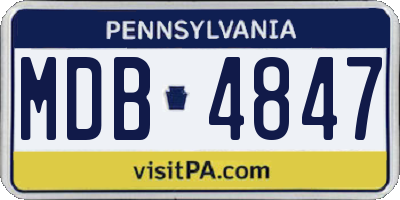 PA license plate MDB4847