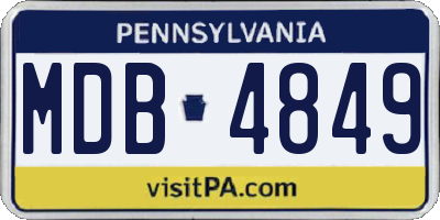 PA license plate MDB4849