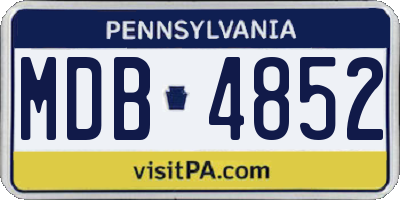 PA license plate MDB4852