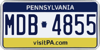 PA license plate MDB4855