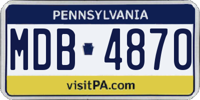 PA license plate MDB4870