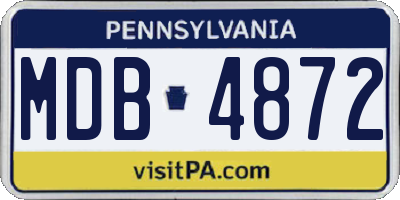 PA license plate MDB4872