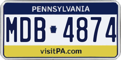 PA license plate MDB4874