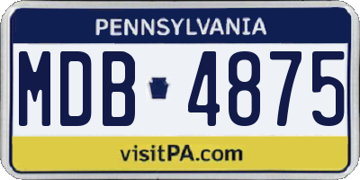 PA license plate MDB4875