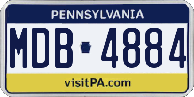 PA license plate MDB4884