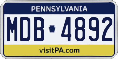 PA license plate MDB4892