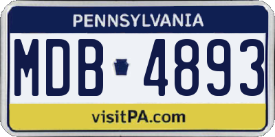 PA license plate MDB4893