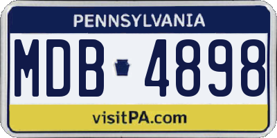 PA license plate MDB4898