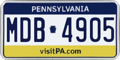 PA license plate MDB4905
