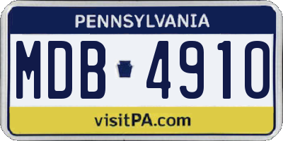 PA license plate MDB4910