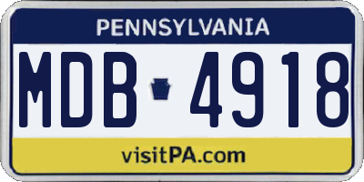 PA license plate MDB4918