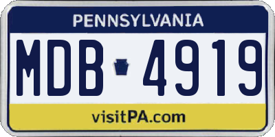 PA license plate MDB4919