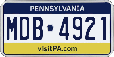 PA license plate MDB4921