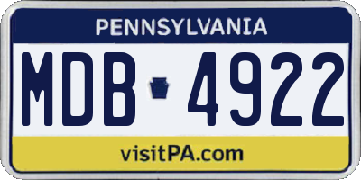 PA license plate MDB4922