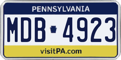 PA license plate MDB4923
