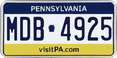 PA license plate MDB4925
