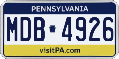 PA license plate MDB4926