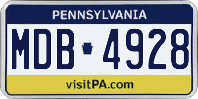 PA license plate MDB4928