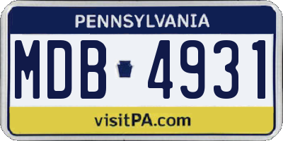 PA license plate MDB4931
