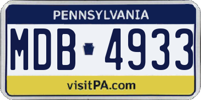 PA license plate MDB4933