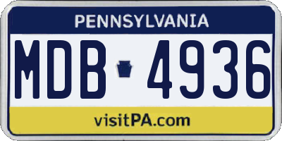 PA license plate MDB4936