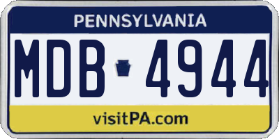 PA license plate MDB4944