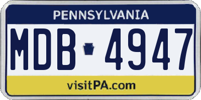 PA license plate MDB4947