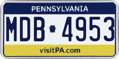 PA license plate MDB4953