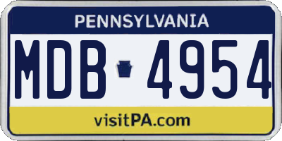 PA license plate MDB4954