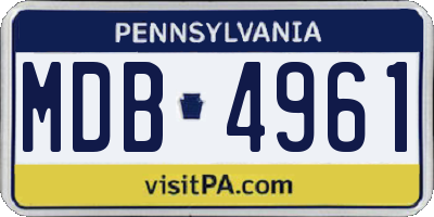 PA license plate MDB4961